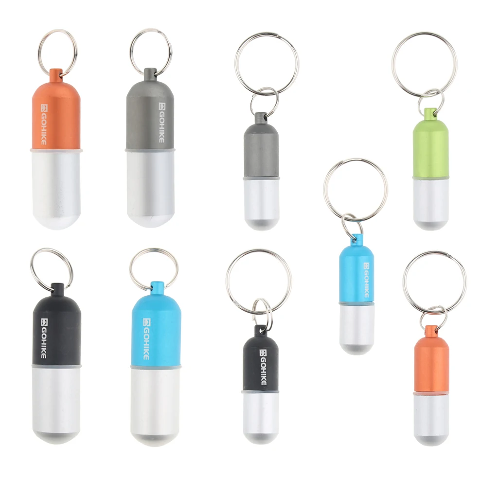 

Portable Pill Case Waterproof Metal Pocket Tablet Box Keychain Daily Pill Container Holder for Men Women Travel Camp Hiking Use