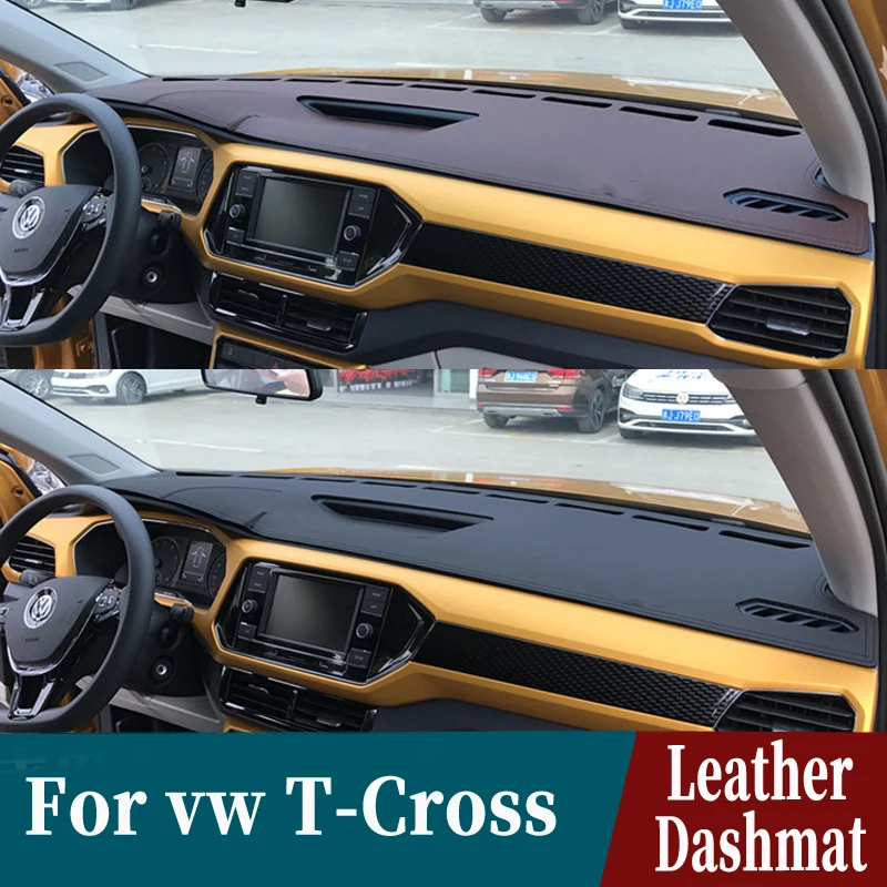 Для Volkswagen vw T-Cross кожаный коврик для приборной панели, автомобильный коврик для приборной панели, коврик от солнца, аксессуары на заказ