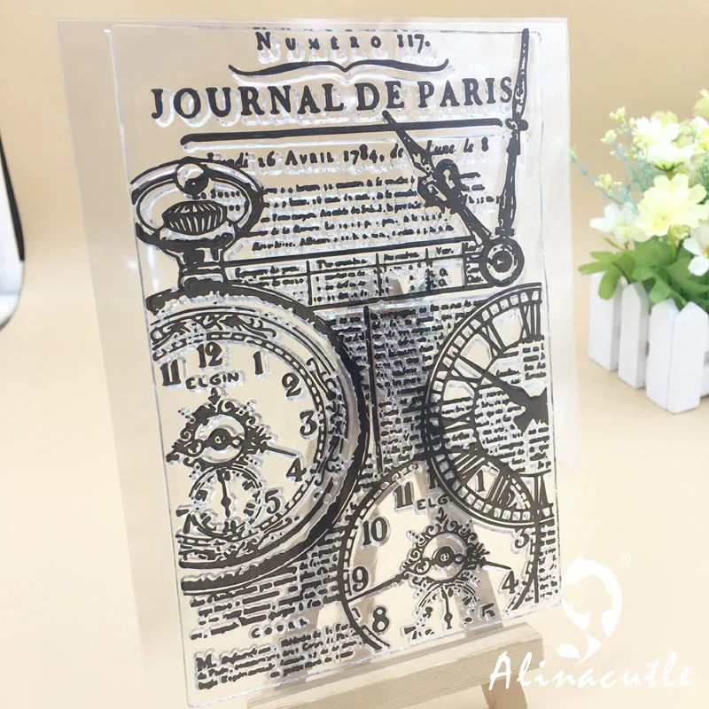 CLEAR STAMPS Journal De Paris Scrapbooking Handmade Card Album Paper Craft Rubber Roller Transparent Silicon Stamp AlinaCraft clear stamps clear rubber stamps