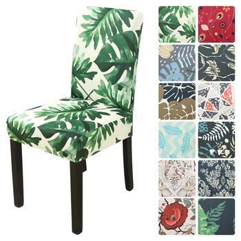 

1/2/4/6 Pcs Flower Plant Chair Cover Spandex for Dining Room Pastoral Stretch Chair Slipcover for Party Banquet Wedding Washable