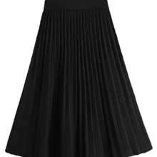 Женская Весенняя и осенняя вязаная длинная юбка, повседневная юбка в складку, средняя длина, высокая талия, однотонная трапециевидная юбка для офиса 86