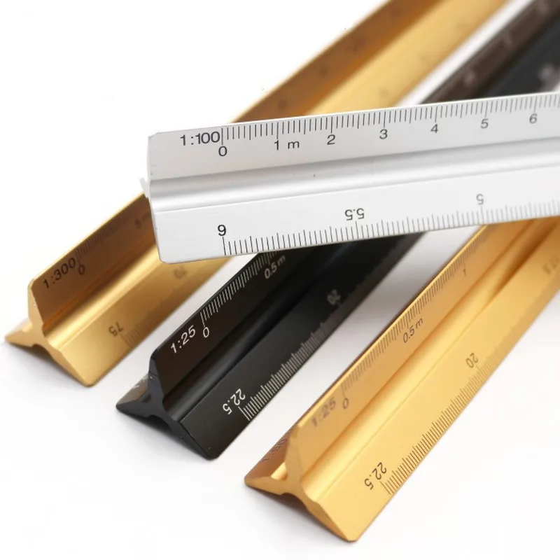 

Aluminium Scale Ruler Triangle Drawing Rulers 30cm Design Drawing Technical Gauging Ruler Precision Colorful Measuring Tool