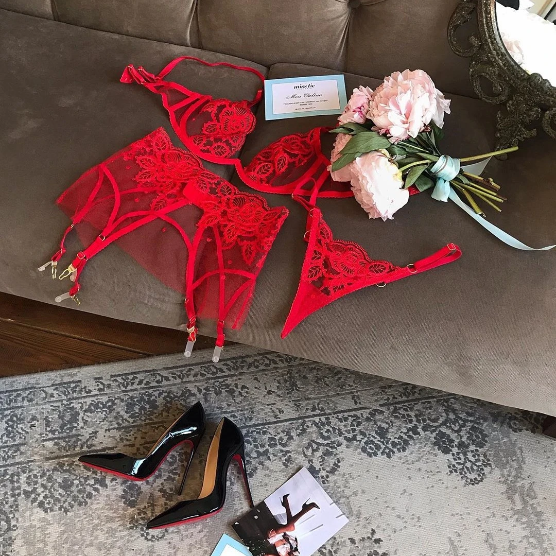 Комплект из 3 предметов женское сексуальное нижнее белье Babydoll кружевной