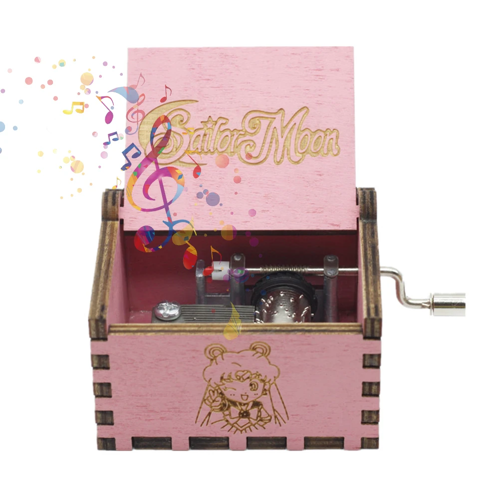 Деревянная музыкальная шкатулка с рукояткой, классический античный резной музыкальный инструмент, деревянная музыкальная коробка, подарок на день рождения/Рождество - Цвет: Фиолетовый
