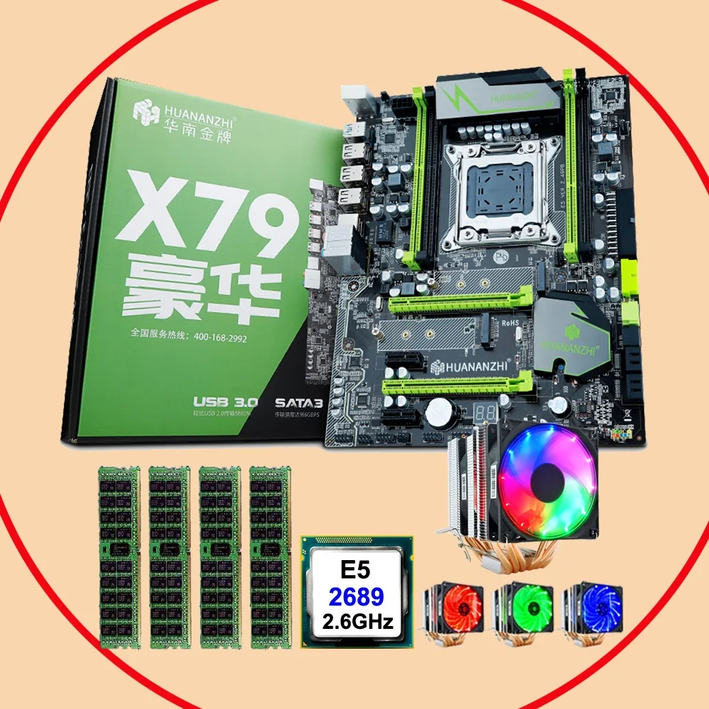 #^Special Price HUANANZHI X79 Pro motherboard bundle discount X79 LGA2011 motherboard with M.2 slot CPU Xeon E5 2689 with cooler RAM 64G(4*16G)