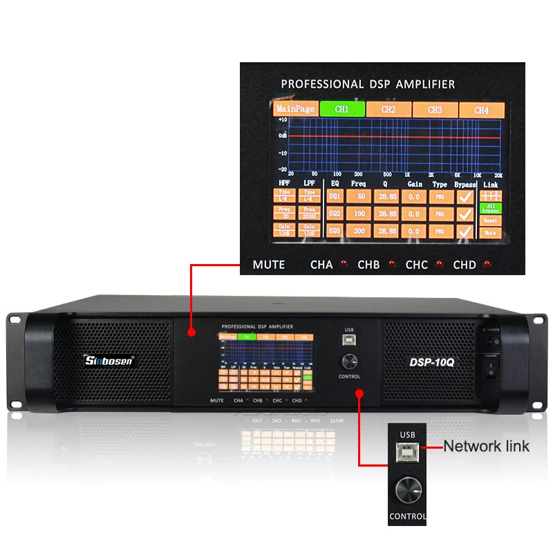 Профессиональный усилитель мощности DSP 4CH 4*2500 Вт Класс TD 10Q мощности|professional power