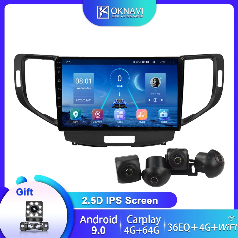 

For Honda Accord Car Radio 9 Inch 2008-2012 Android 9.0 2din Dvd Video Multimedia Stereo Player Carplay DSP 360 Panoramic Camera