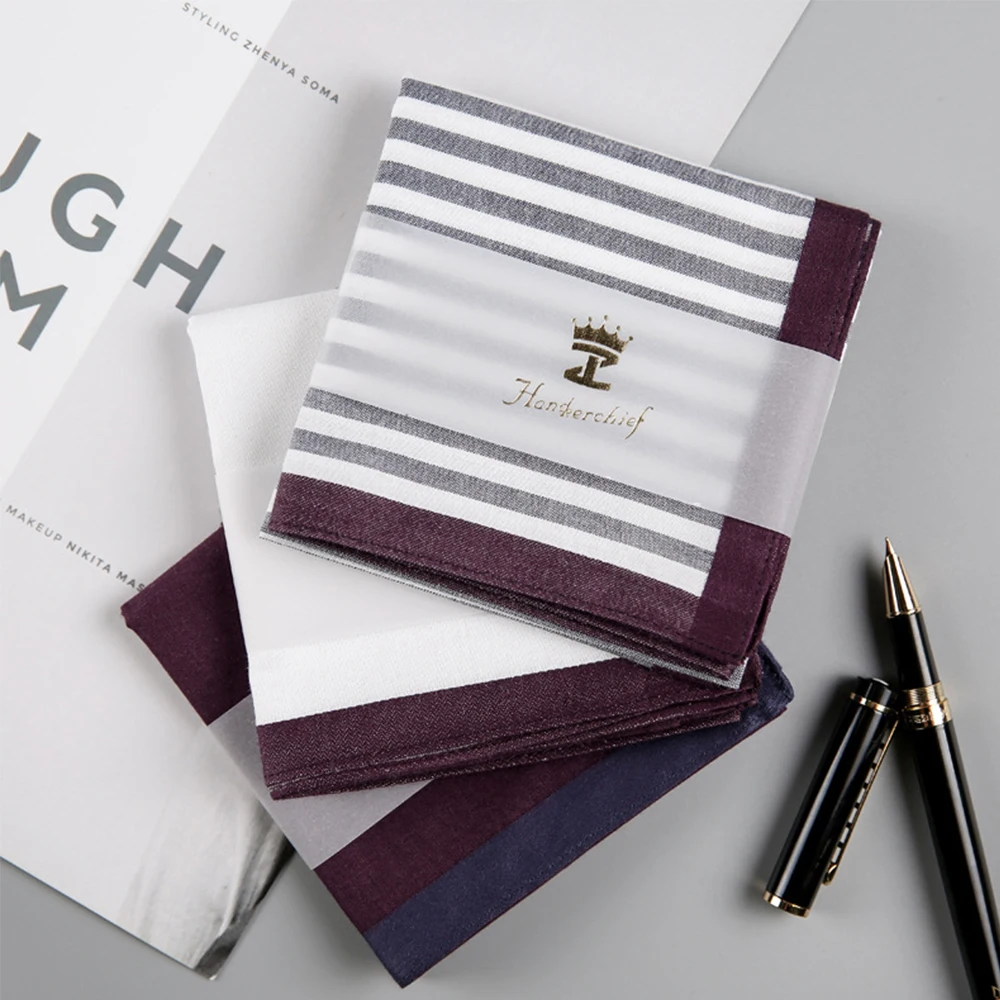Носовые платки новые мужские квадратные полосы хлопок пот джентльмен классический узор бизнес Винтаж Карманный платок полотенце для рук подарки