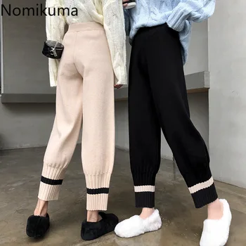 

Nomikuma Contrast Color Knitted Harem Pants Women High Waist Casual Loose Trousers Female Korean Fashion Pantalones Mujer 3c688
