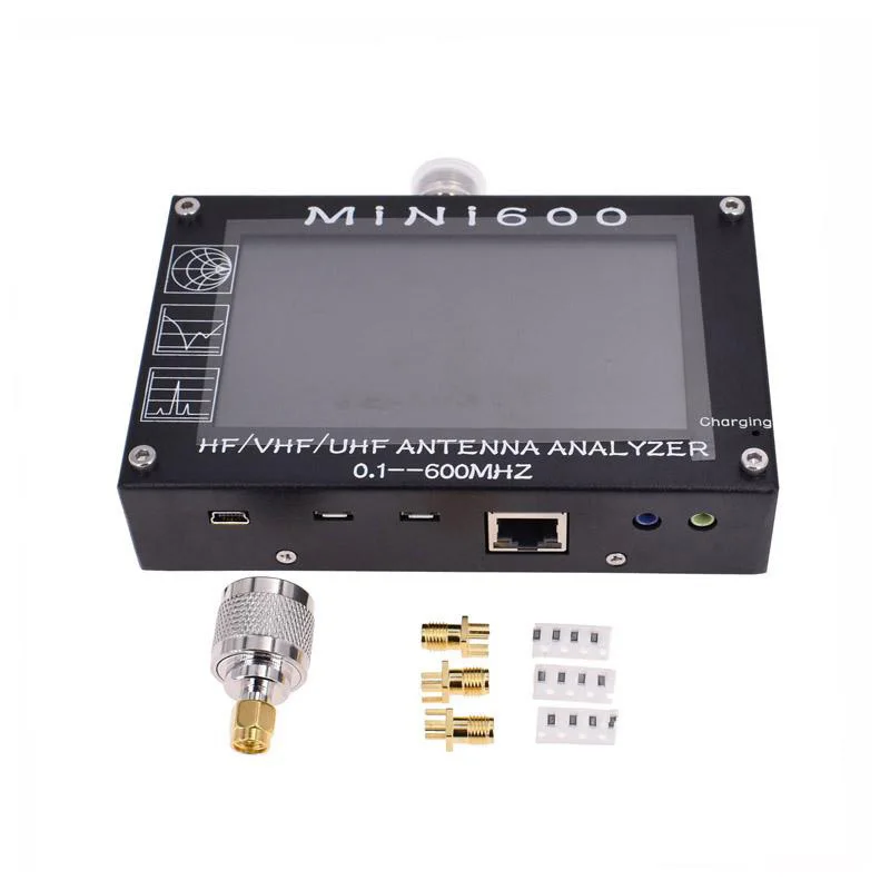 

4.3 inch LCD Mini600 HF VHF UHF Antenna Analyzer 0.1-600MHz SWR Meter 1.0-1999 5V/1.5A For Radio C6-007