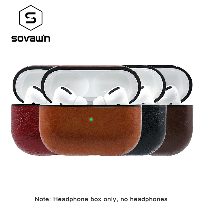 SOVAWIN Business Leather PU Case For AirPods Pro 3 Bluetooth Headset Wireless Charging Box Cover with Lanyard Hook | Электроника