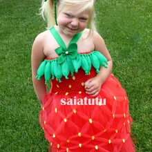 Novlety растение Клубника платье Рождество год день рождения для девочек Детские вечерние платья-пачки сценическая одежда шоу конкурса