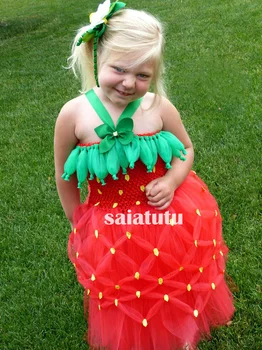 

novlety plant Strawberry dress Christmas new year birthday girl children kids party tutu dresses stage clothes show contest
