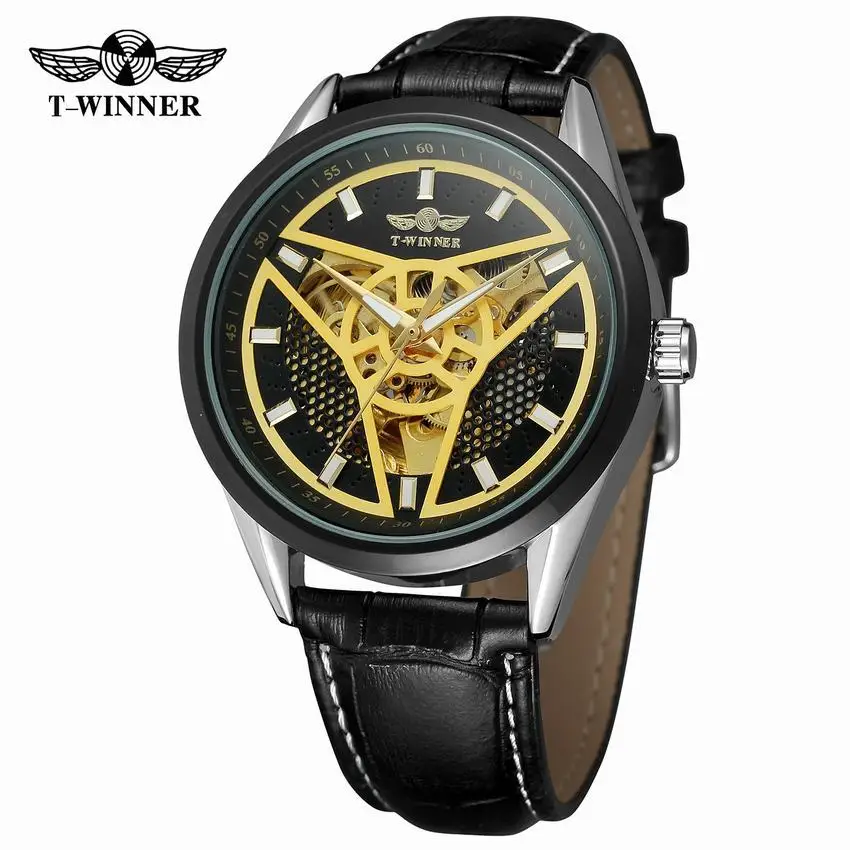 

T-Winner Europe And America Style Men Fashion Casual Hollow out Mechanical Movement Automatic Machine Watch