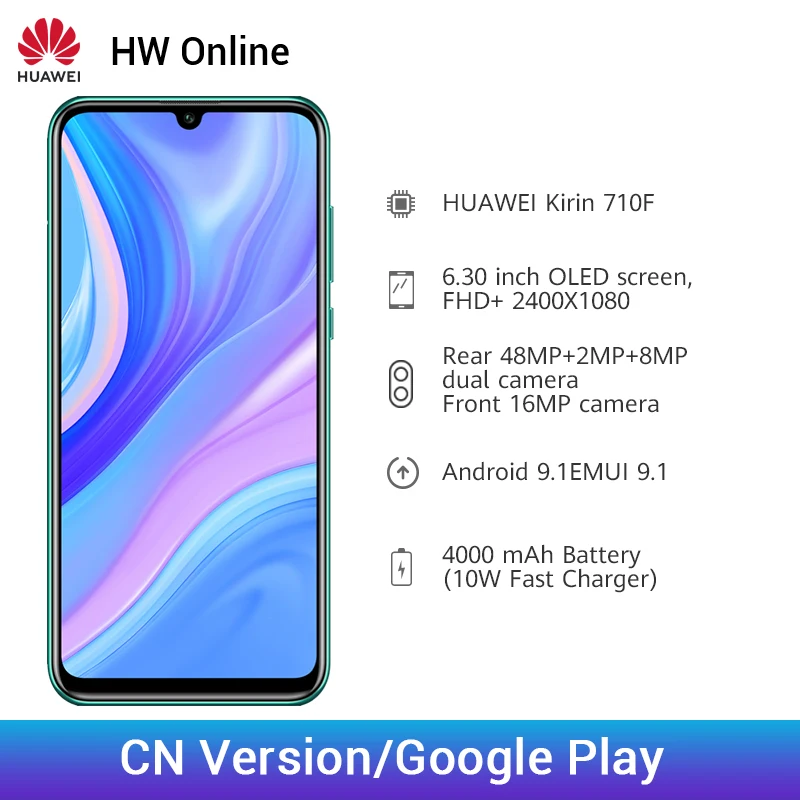 Huawei Enjoy 10S 8 ГБ 128 Гб мобильный телефон 6," Kirin 710F Восьмиядерный 48MP с тройной камерой смартфон 4000 мАч мобильный телефон