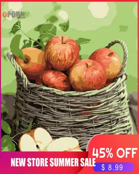 

OPDBN Wall Art Canvas Painting by Number Apple Posters Handpainted Oil Painting Picture for Living Room Home Decor No Frame