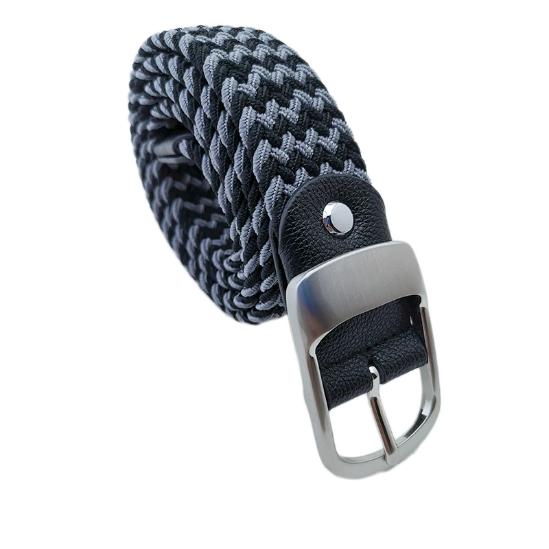 

Casual Stretch Woven Belts With Leather Elastic Fashion Belts For Men Jeans Braided Strap Zinc Alloy Buckle Waist Belt