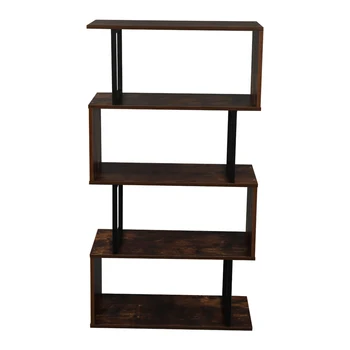 

4-Tier Industrial Easy-Assembly Metal Frame Bookcase Storage Shelf for Living Room Narrow Bedroom Office 73*30*135.6 cm