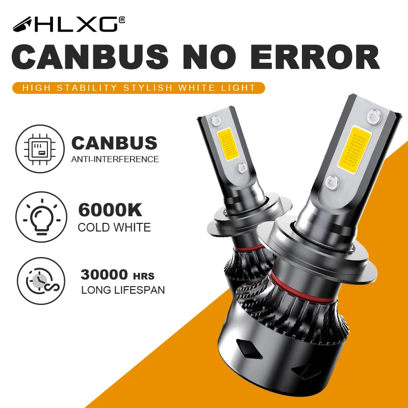 HLXG Mini Canbus lampada H4 H7 LED Car Headlight 200000LM 6000K 8000K Lamp  H1 9005 HB3 9006 HB4 H8 H9 H11 fog lights auto Bulbs