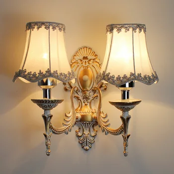 

Fashion Princess Real Single Head Double Slider Wall Lamp Rustic Cloth Ofhead Vintage American European Wall Lamp Wall Mounted
