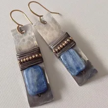 Винтажные висячие серьги с темно-синим камнем, геометрические металлические серьги в стиле бохо, индийские Женские Висячие Серьги Brincos, новинка, Z3Y110