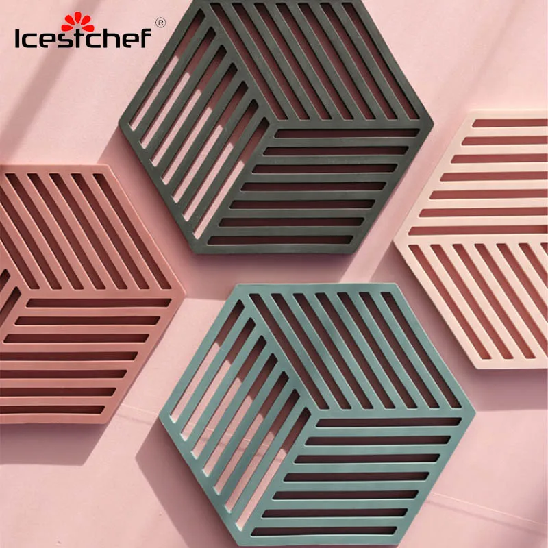 ICESTCHEF 1 шт. силиконовый подстаканник чашка с шестигранной головкой коврики полые подстаканники силиконовая миска под горячее, тепло-непроницаемая для питья посуда