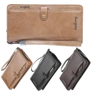 

Men‘s Clutch Wallet Genuine Leather Card Credit Holder Dollars Handbag Phone Bag
