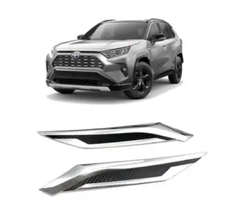 

2pcs/Set ABS Chrome Car Front Engine Hoods Side Wing Emblem Badge sticker Trim Cover For Toyota RAV4 2019 2020