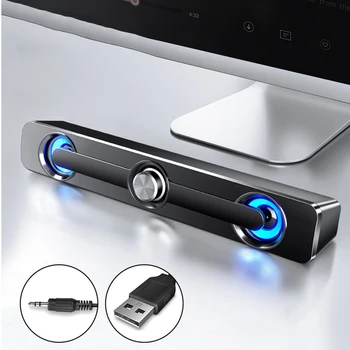 

Portable Double Horn Bluetooth 5.0 Speaker USB Powered Stereo Subwoofer Sound Bar Speakers For PC Desktop Laptop TV Mobile Phone