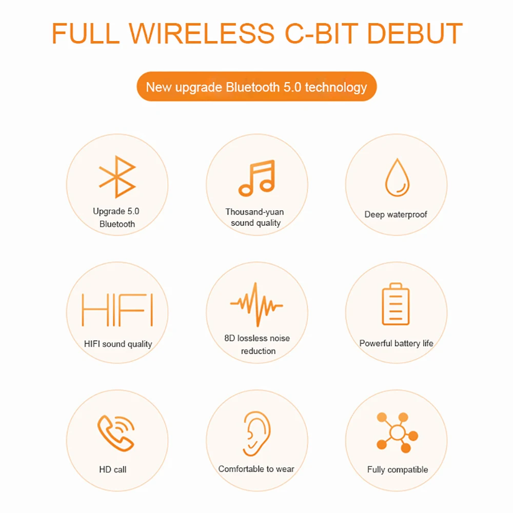 Беспроводные Bluetooth наушники Встроенный микрофон Беспроводная зарядка обновленная 5,0 беспроводная гарнитура для смартфонов Bluetooth V5.0