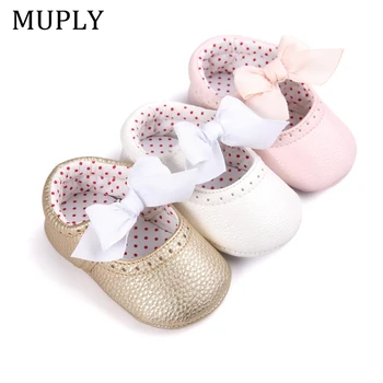 

Baby Shoes For Newborn Baby Girls Princess Shoes PU Leather Bow Moccasins Anti-slip Soft Sole First Walkers Baby Shoes 0-18M