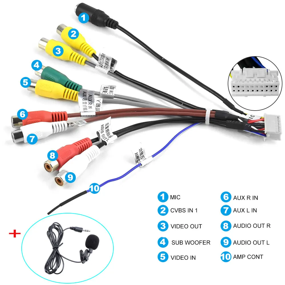 Podofo Android 2 Din Car radio Multimedia Player Universal Accessories Wire  Adapter Connector Plug Cable for VW Nissian Toyota - AliExpress