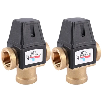 

2Pcs Solar Water Heater Valve 3-Way Thermostatic Mixer Valve 3 Way Male Thread - Dn20 3/4 Inch & Dn25 1 Inch