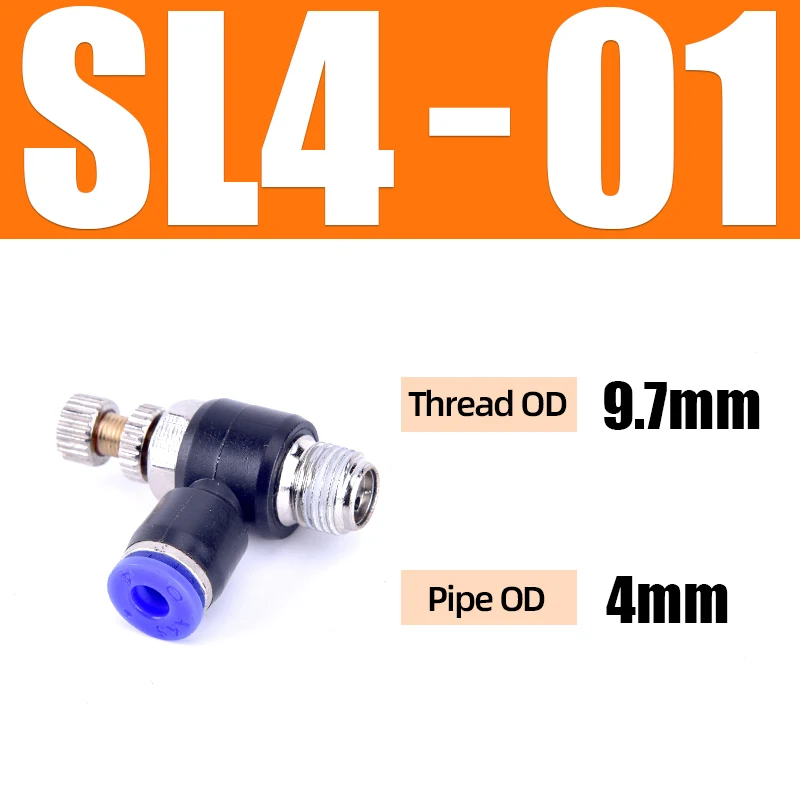 SL4-01 SL 4 6 8 10 12mm Fast connection Pneumatic Fitting M5" 1/8" 1/4" 3/8" 1/2 air speed Regulating valve throttle valve - Цвет: SL4-01