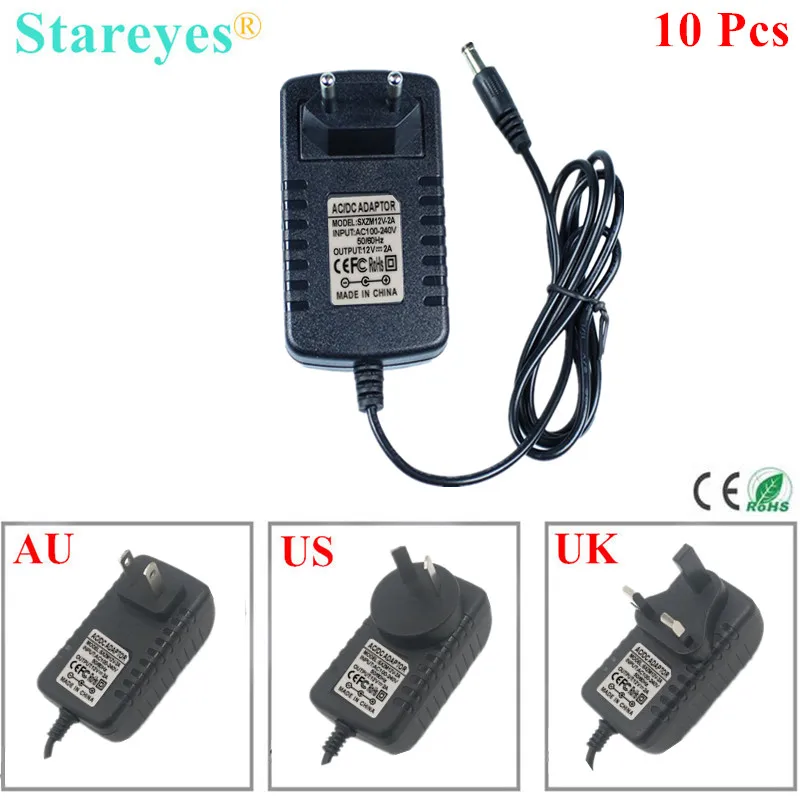 

10 Pieces AC100-240V to DC 12V 2A 3A 5.5x2.5mm Power Adapter Supply Charger LED Lighting Transformers For LED Strip