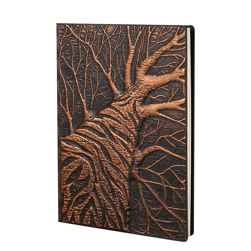 A5 Notebook Natural Trees Relief Style PU Cover Travel Notebook Retro Printing Decoration Diary Exquisite Book Festival Gift 1