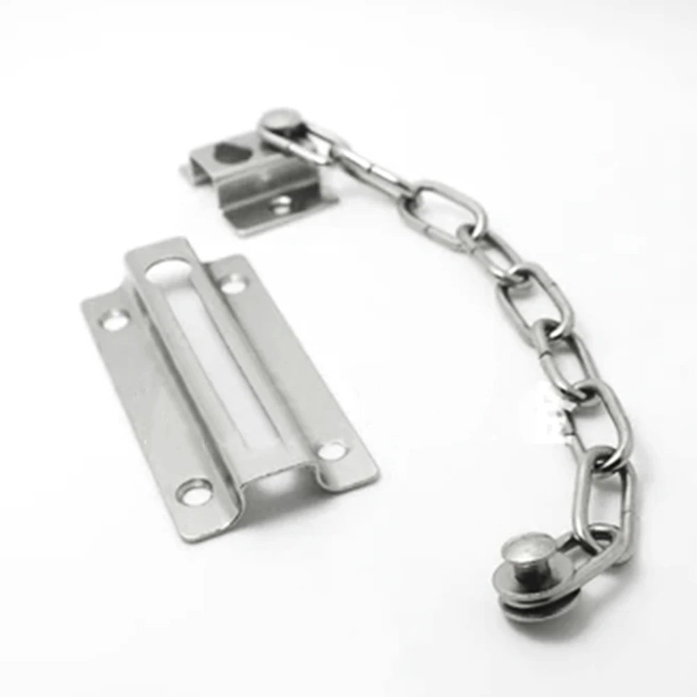 Stainless Steel Security Door Chain Lock Anti-theft Cabinet Chain Door Latch DRestrictor Lock with Screws