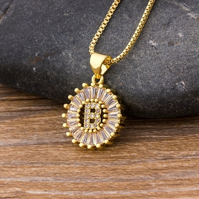 Sale Women Girls Initial Letter Necklace 26 Letters Charm Gold Name Necklace Pendant Top Quality Copper Zircon Jewelry Gift