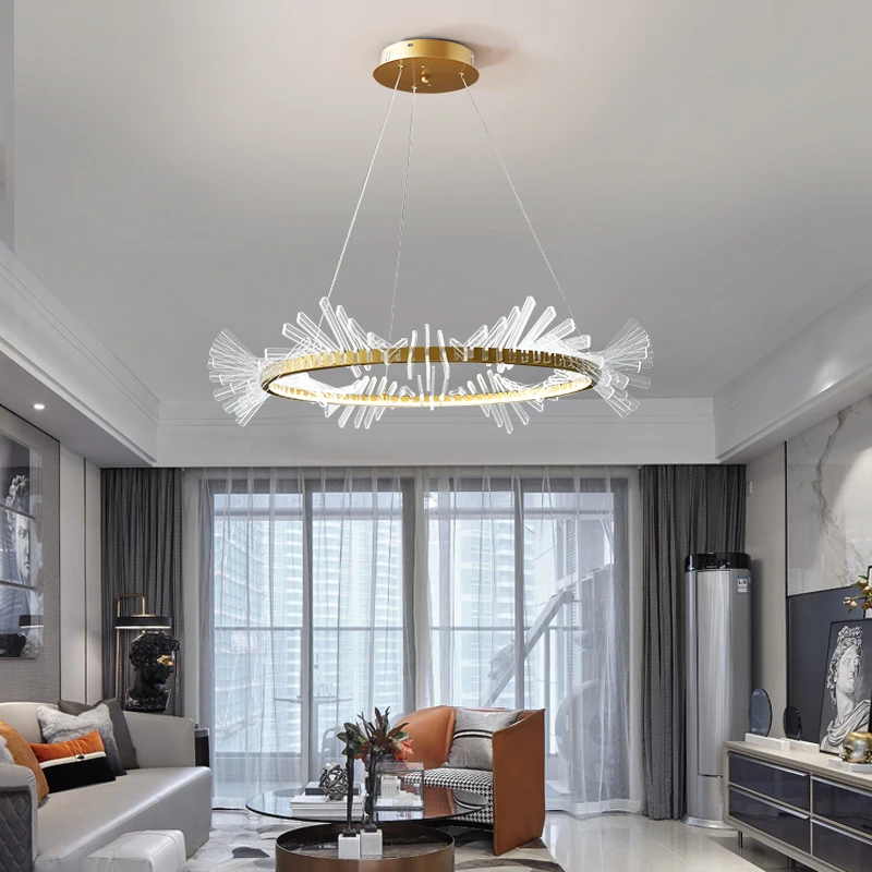 

Nordic Simple Led Pendant Lights Gold Modern Aluminum Acrylic Living Room LED Hanging Lamp Home Indoor Lighting Decor Luminaires