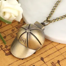 Изысканная форма шляпы дизайн кварцевые карманные часы маленький размер кулон часы для мужчин женщин бронзовое ожерелье-цепочка