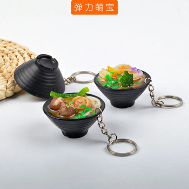 ZOCDOU 1 Piece Imitation Food Udon Bowl Ramen Keychain Small Statue Little Figurine Crafts Figure Ornament Miniatures