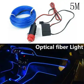 

5M Cold Light Strip Fiber Optic Ambient Light Car Door Center Console Blue