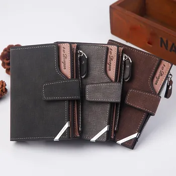 

New Fashion Men's Wallets Solid Color Mini Purse Long Leather Retro Cartera mujer Vintage Style Card Bag Portfel Wallet Sac #C10