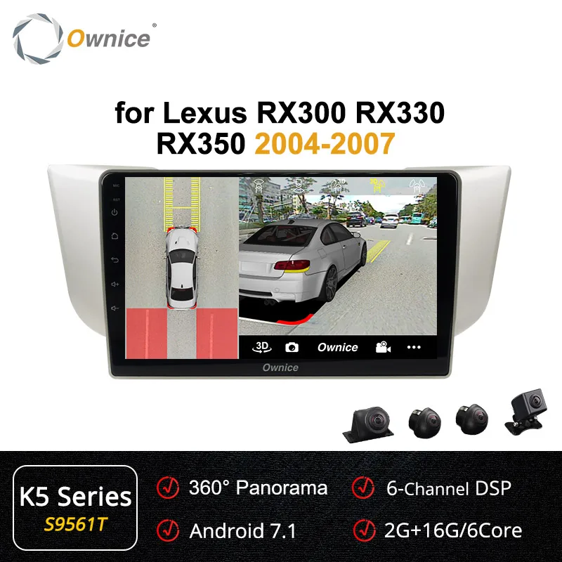 Ownice 8 ядерный Android 9,0 автомобильный радиоприемник gps Navi K3 K5 K6 для Lexus RX300 RX330 RX350 2004-2007 Toyota Harrier 360 Panorama DSP SPDIF - Цвет: S9561 K5