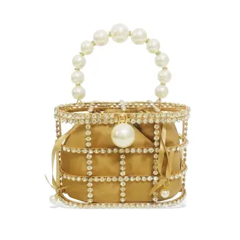 

2019 New Gold Simple Small Square Bag Women's Handbag 2019 High-quality Metillic Chain Mobile Phone Evening Bag Fashion Designer