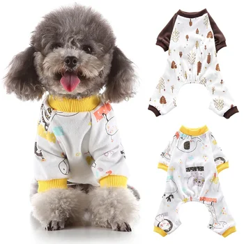 

Spring Autumn Leisure Wear Chihuahua Cotton Red Costume Pet Product Dogs Striped Pajamas Jumpsuit Tracksuit Couple Wear