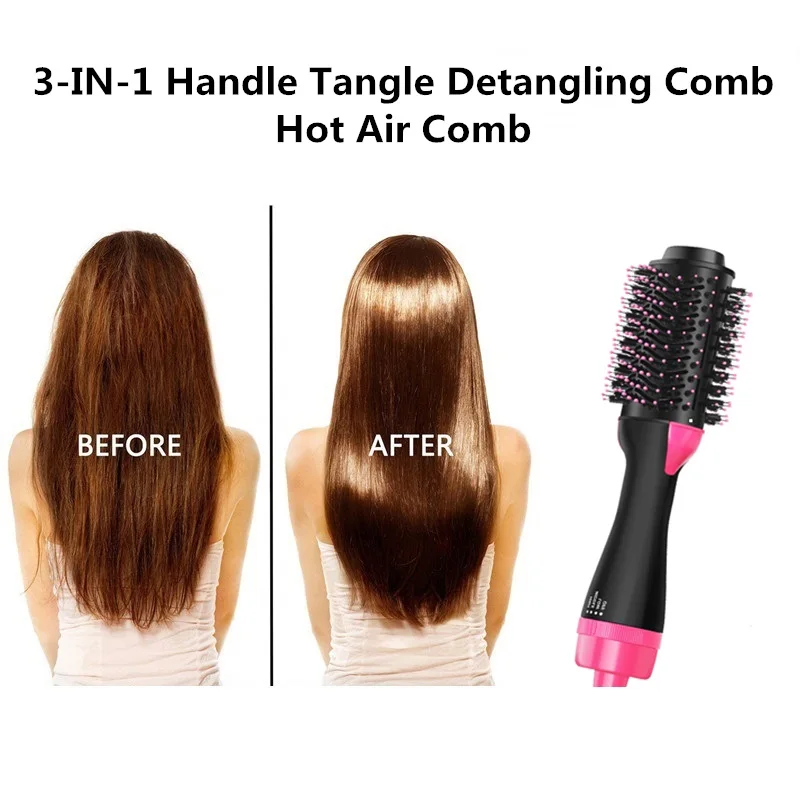 One Step Hair Dryer& Volumizer Dryer Hair Straightener Curler Salon Styling Comb Hot Air Brush Tangle Negative Ions Hair Blower