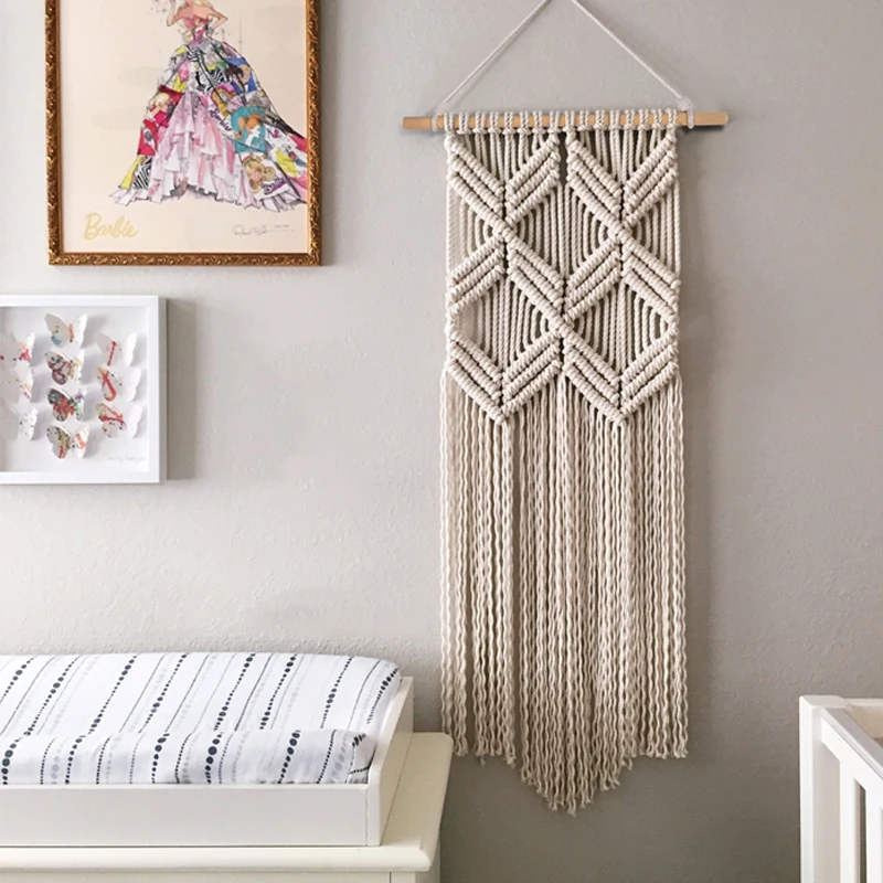 Tapiz De Macram Hecho A Mano Tejido Para Colgar En La Pared Elegante