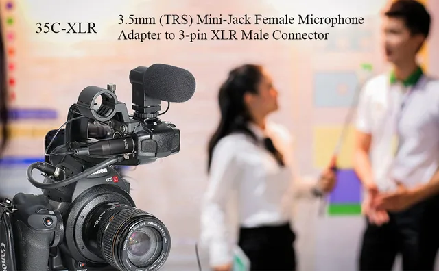 BOYA 35C-XLR PRO Audio Adapter 3.5mm(TRS) Mini-Jack Female to 3-pin XLR Male Connector with Phantom Power for Camcorder Mixer