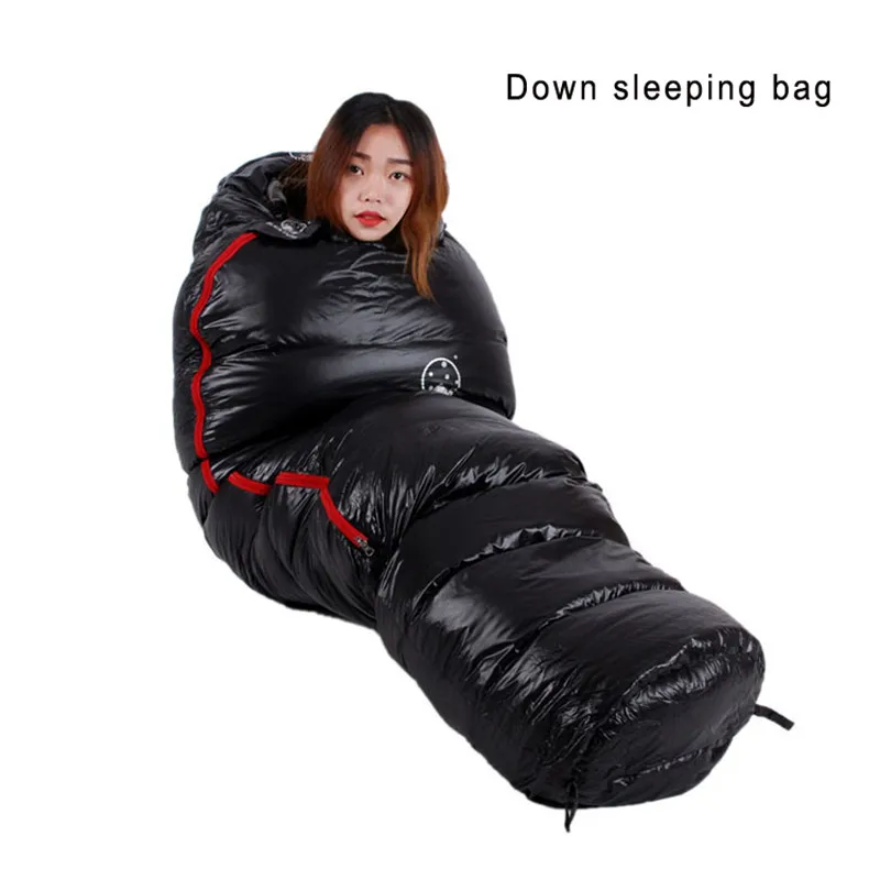 Adult Mummy Style White Goose Down Filled Sleeping Bag Fit for Winter Thermal 4 Kinds Of Thickness Camping Travel sleeping bag